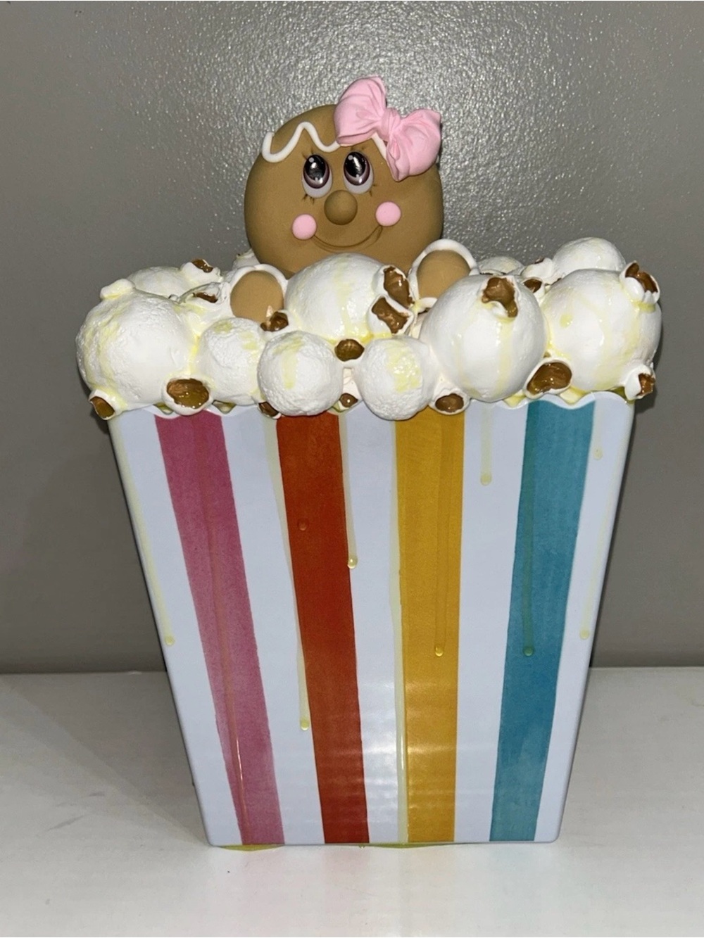 Fake Gingerbread Buttered Popcorn Display Handmade